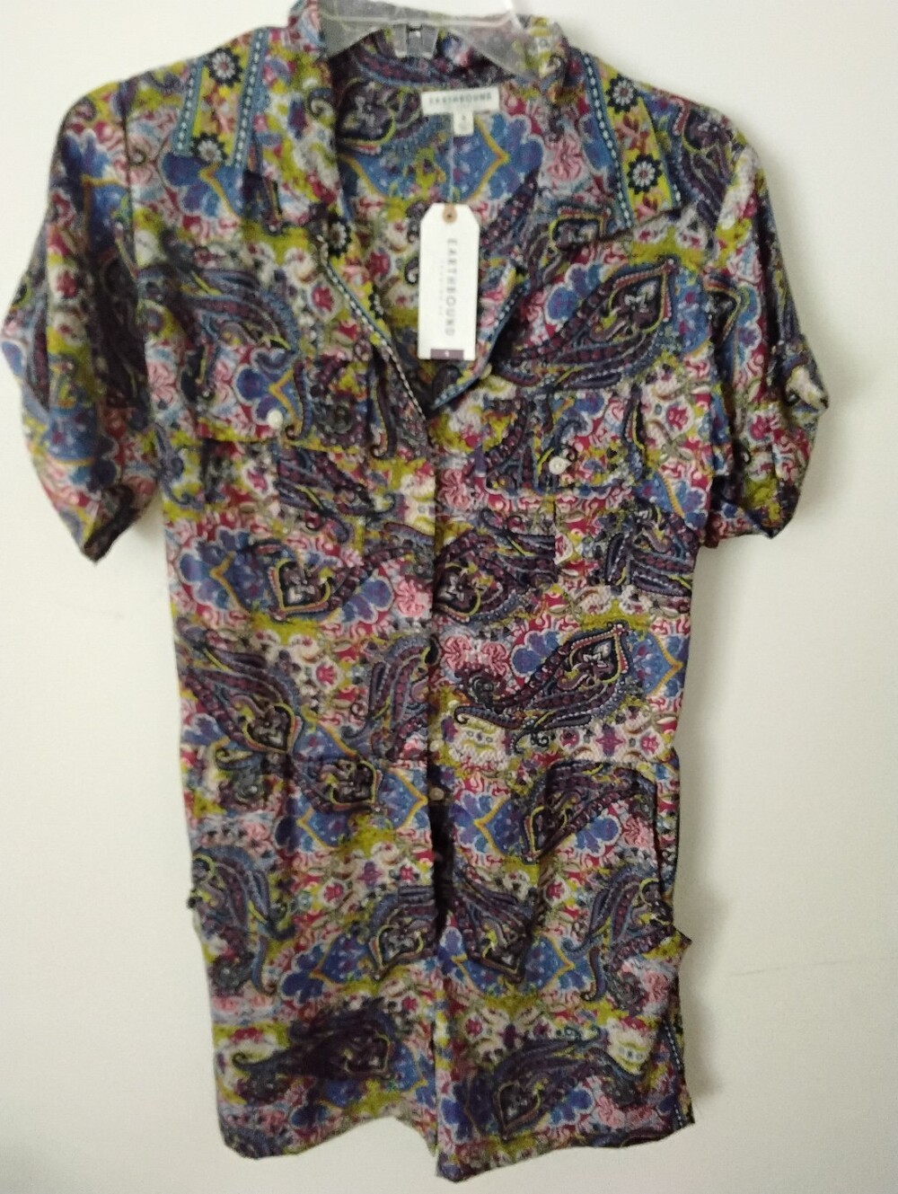 EARTHBOUND Multicolor Paisley Button-Front Romper Small